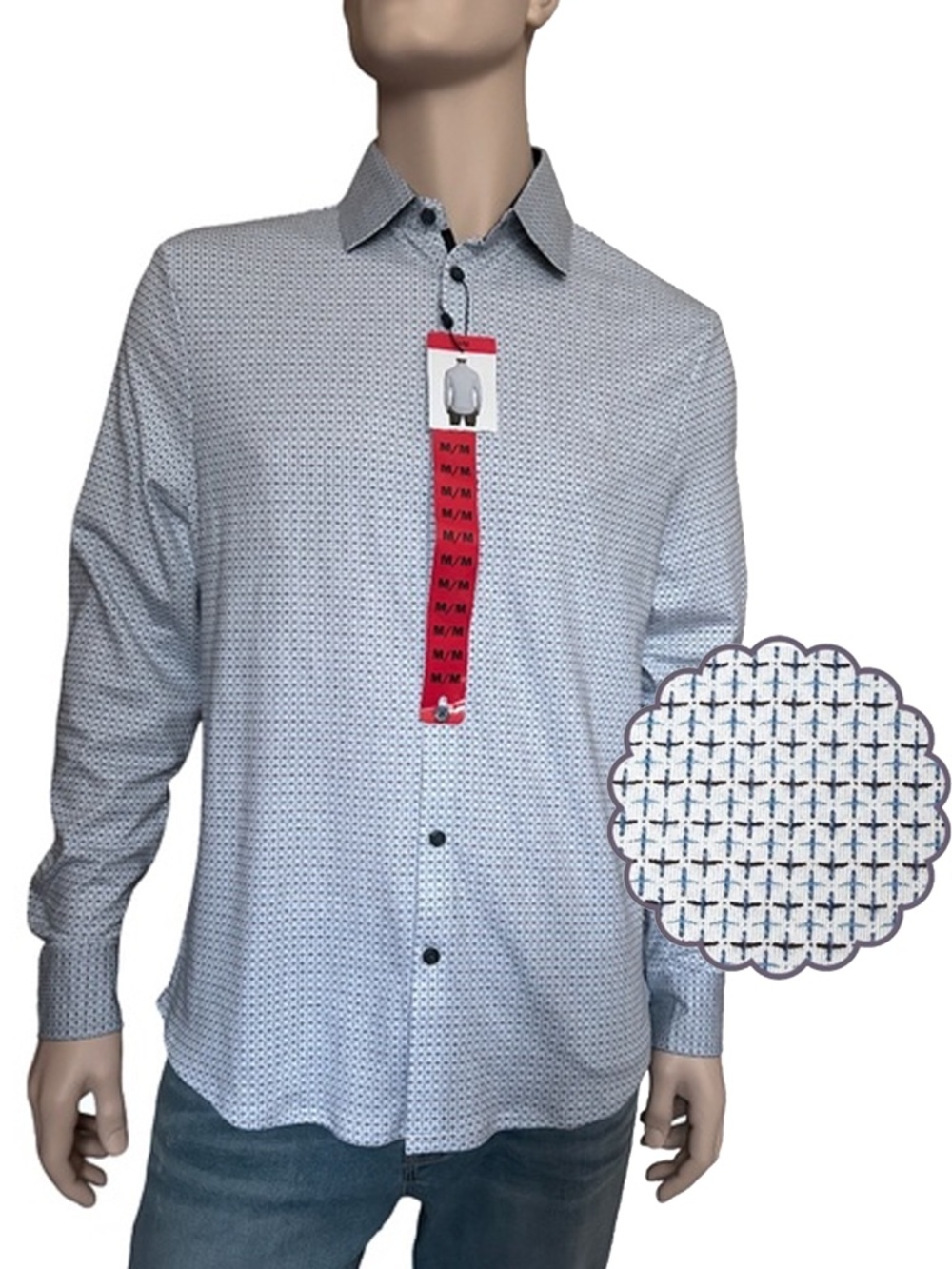 Modern English Button Front Shirt Long Sleeve 100% Cotton